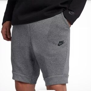 Nike Tech Fleece Printed Shorts Men L Gray Black Gym Train Athleisure Lounge